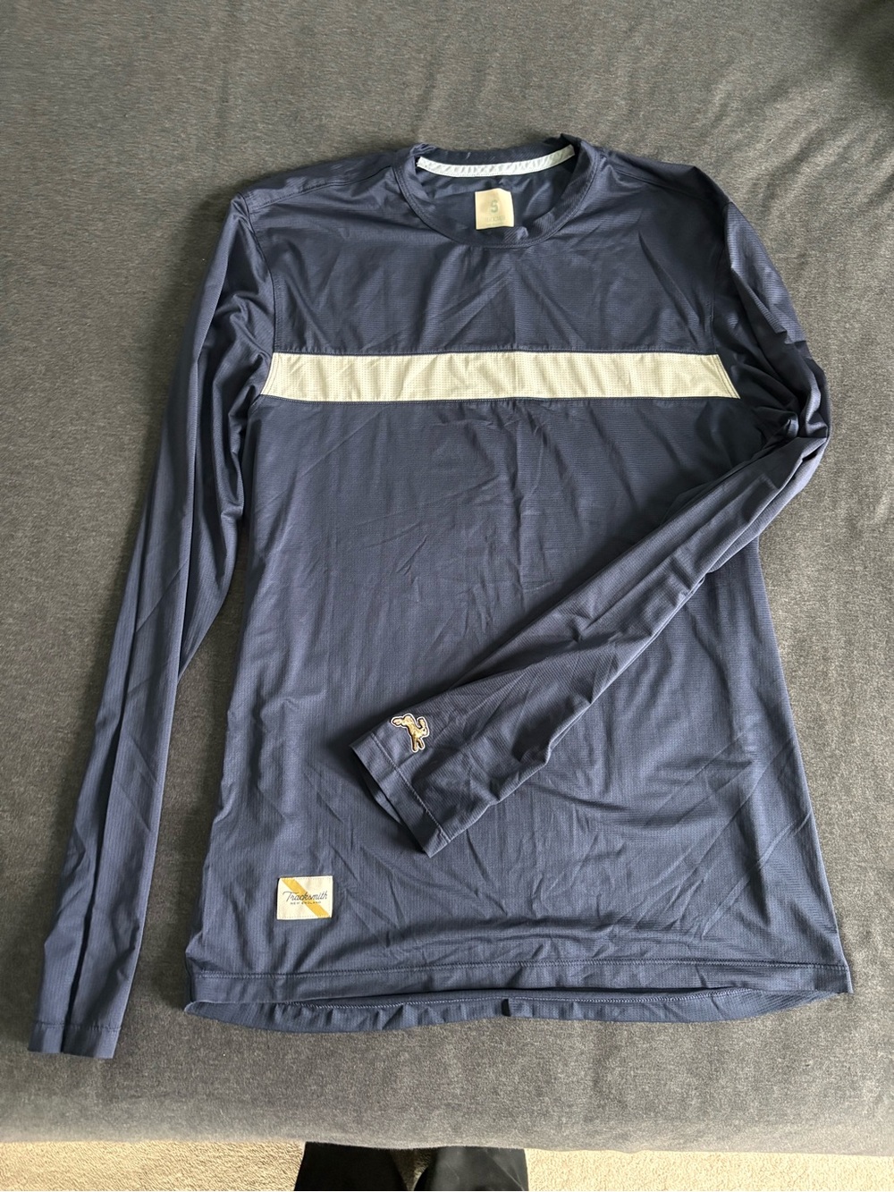Tracksmith Twilight Long Sleeve Navy/White Stripe Running Luxury Activewear